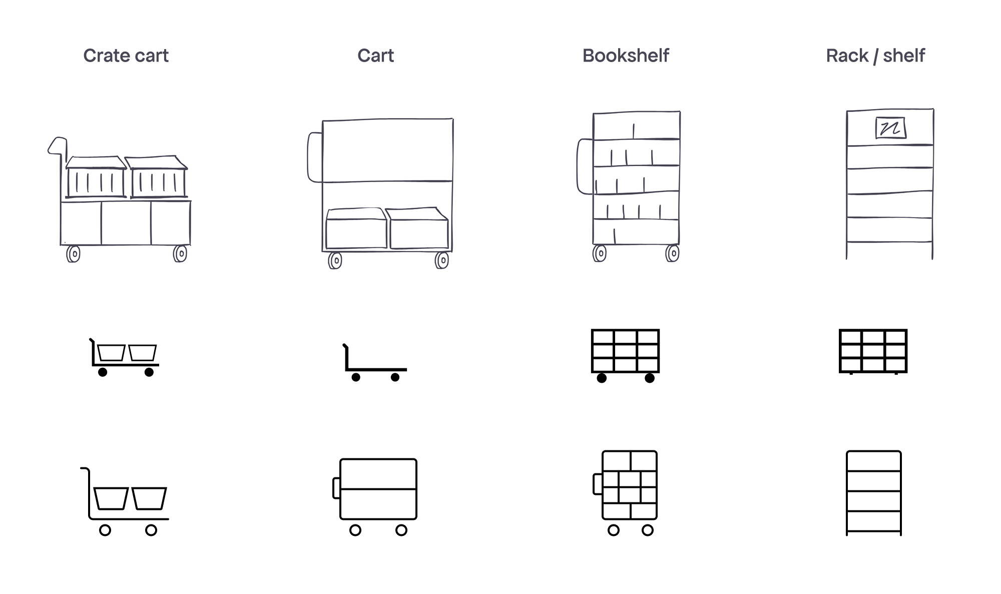 Sketch of bookshelfs
