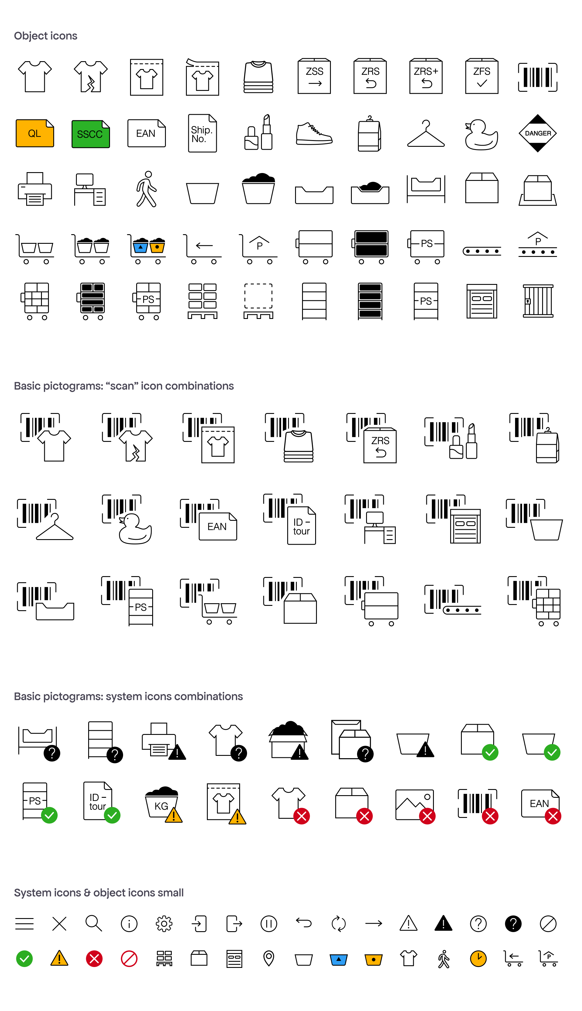 Zalando Design System for Warehouses - all icons and pictograms